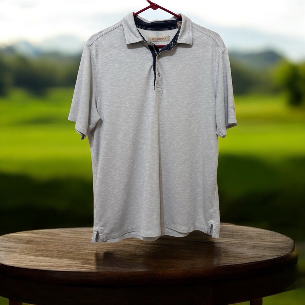 Tommy Bahama Light Gray Polo Shirt Size Large
